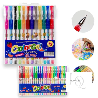 Canetas Gel Cheirinho de Frutas Coloridas Perfumadas Glitter Neon Tons Pastel Kit com 6/8/10/12/24