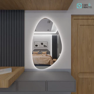 Espelho Orgânico com LED 115cm x 70cm E02 Decorativo Sala Quarto Loja Banheiro