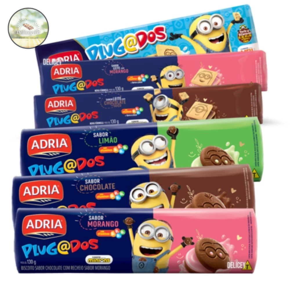 Kit Biscoito Recheado Plugados Adria 130g C/10 ou C/5 Unidades Bolacha ...