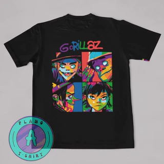 Camiseta Qualidade Gorillaz Varias Estampas Algodão Unissex Lançamento Banda De Rock Alternativo Indie Temos Plus Size Envio Rapido