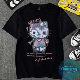 Camiseta Basica Camisa Hello Kitty Desconfigurada Gotico Punk Horror Unissex