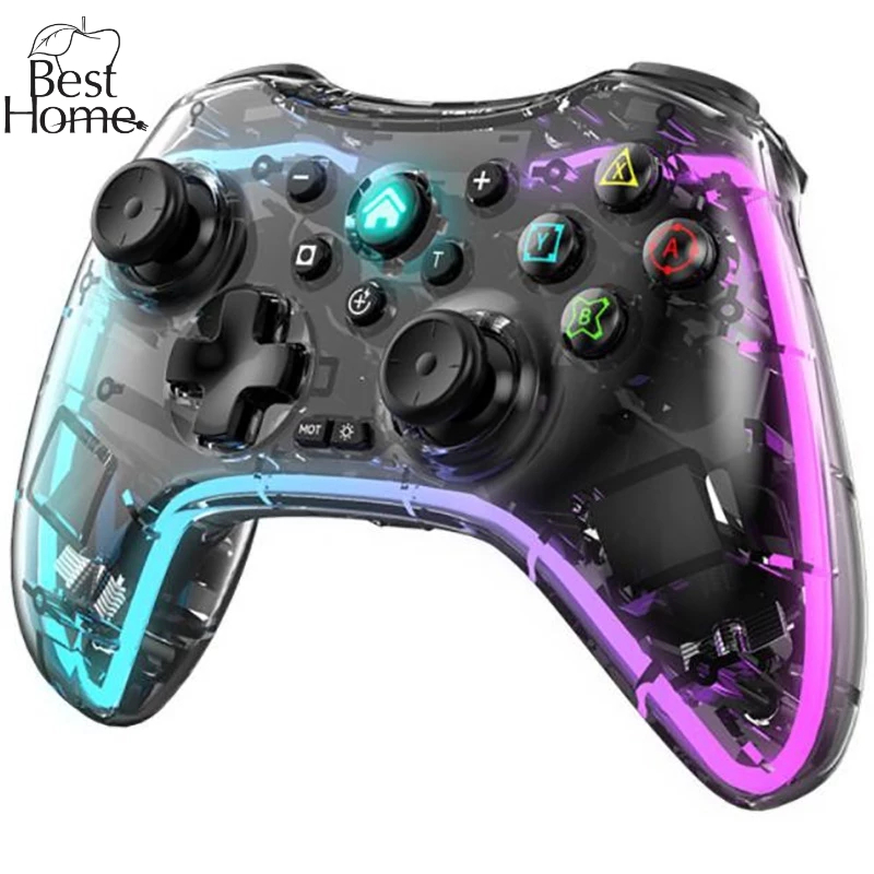 Transparent Controle De Jogo RGB Bluetooth Sem Fio De 2.4Ghz Vibrado Gamepad Joystick Jogo Para Switch PC Android IOS TV