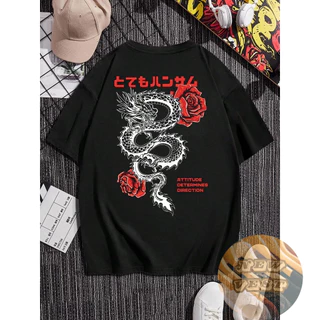 Camiseta Unissex DRAGÃO JAPONÊS ROSA STREETWEAR Algodão Alta Qualidade Envio Rapido Plus Size