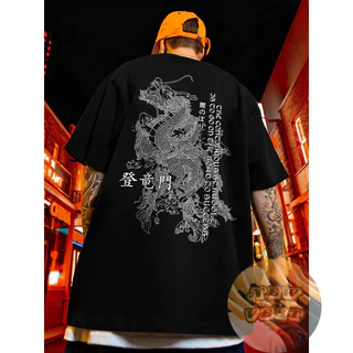 Camiseta Unissex DRAGÃO 登竜門 Algodão Alta Qualidade Envio Rapido Plus Size