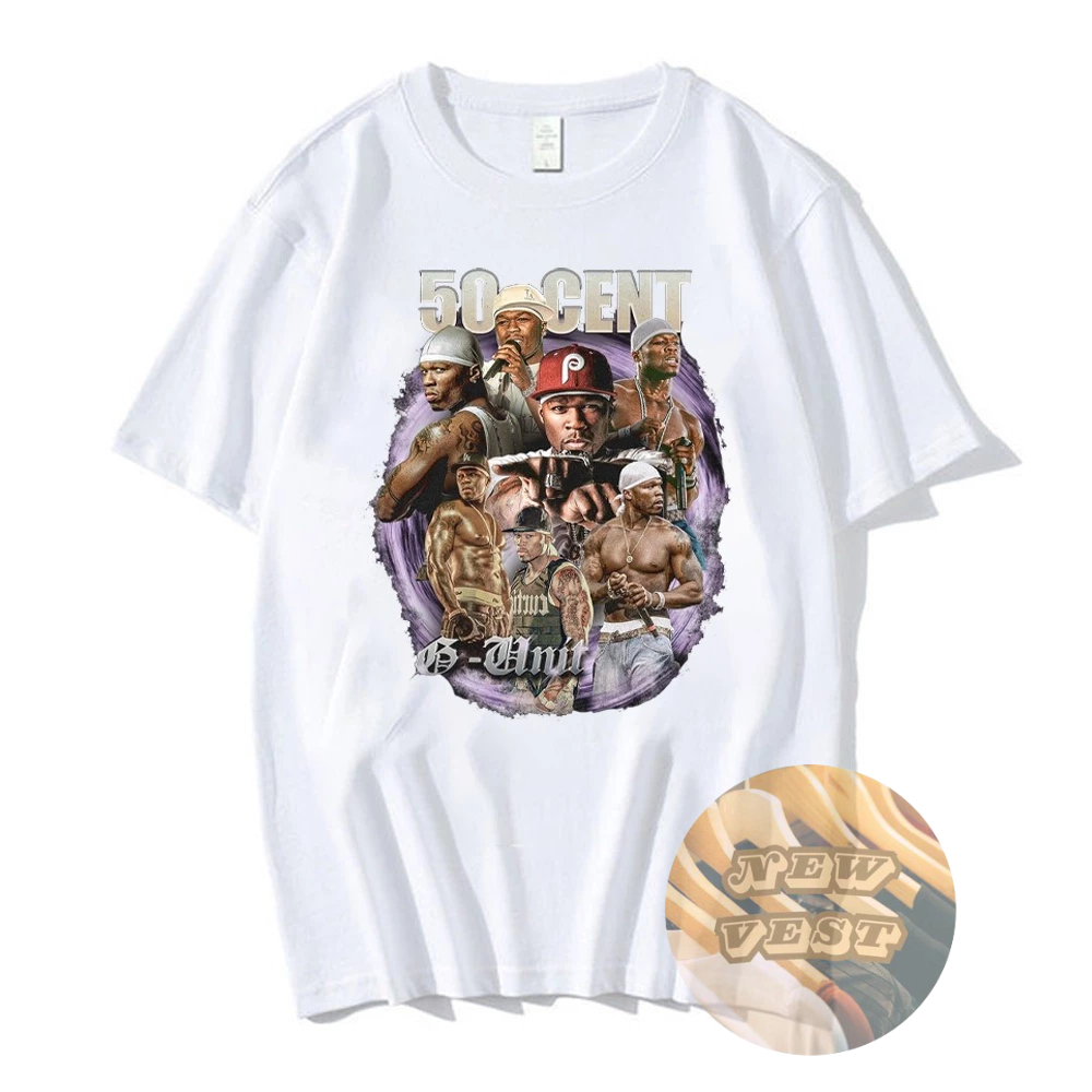 Camiseta Unissex 50 Cent Rapper Vintage Algodão Alta Camiseta Unissex 50 Cent Rapper Vintage Algodão Alta
