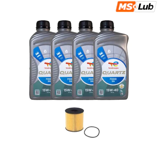Kit Troca de Óleo para Peugeot 307 1.6 e 2.0 - Total 15w40 Quartz
