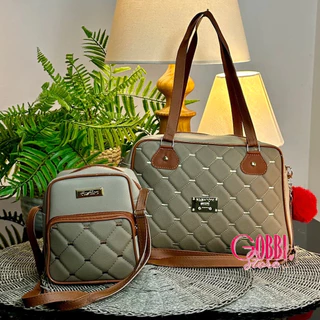 Kit Bolsa Feminina Tiracolo Grande e Pequena 2 Divisórias Alças Ajustável e Removível +Chaveiro Pompom- LANÇAMENTO