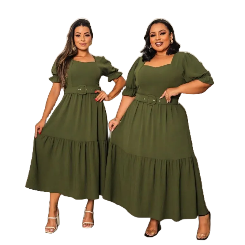 Vestido Evangélico modelo Midi com cinto GG ao G3