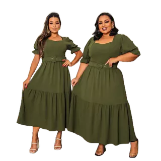 Vestido Evangélico modelo Midi com cinto GG ao G3