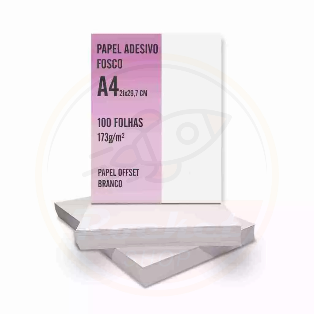 Papel ADESIVO Offset Fosco 90g A4 Branco Kits de 50 a 100 Folhas ...