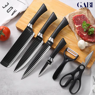 Kit 6 peças facas aço inox pra churrasco profissional afiado antiaderente caixa pequena GABI SHOP
