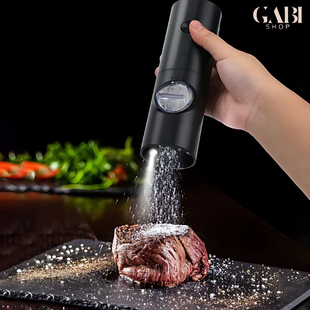 Moedor Elétrico Automático de Sal Pimenta Temperos Ajuste de Moagem GABI SHOP