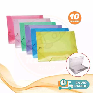 KIT 10 Unidades Pastas Com Elástico Ofício A4 Várias Cores Acp Fina