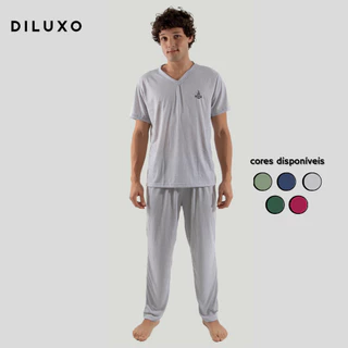 Pijama Masculino Calça e Camisa Manga Curta Malha em Oferta na Shopee