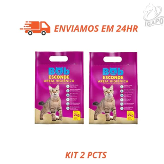 Kit 2 Areias Higiênicas Biodegradável para Gatos Bob Esconde 2Kgs