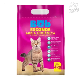 Areia Higiênica Biodegradável para Gatos Bob Esconde 4kgs Extrato de Mandioca e sem Odor