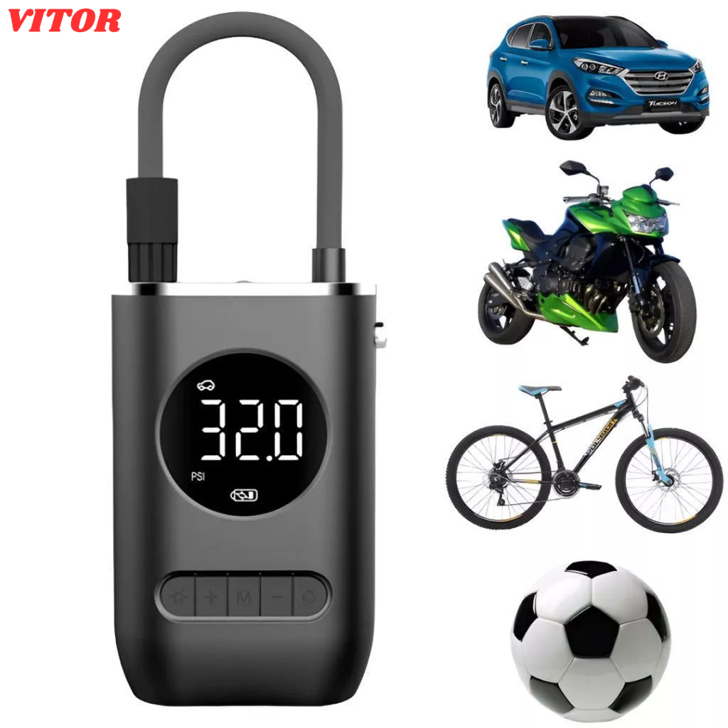 Mini Compressor de Ar Portatil Recarregavél Digital USB Calibrador Pneu VITOR