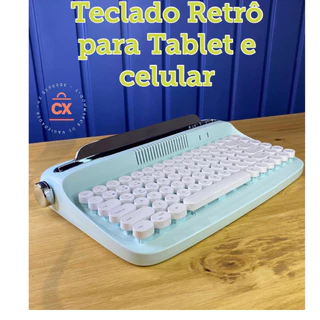 Teclado bluetooth Retro para tablet e celulares