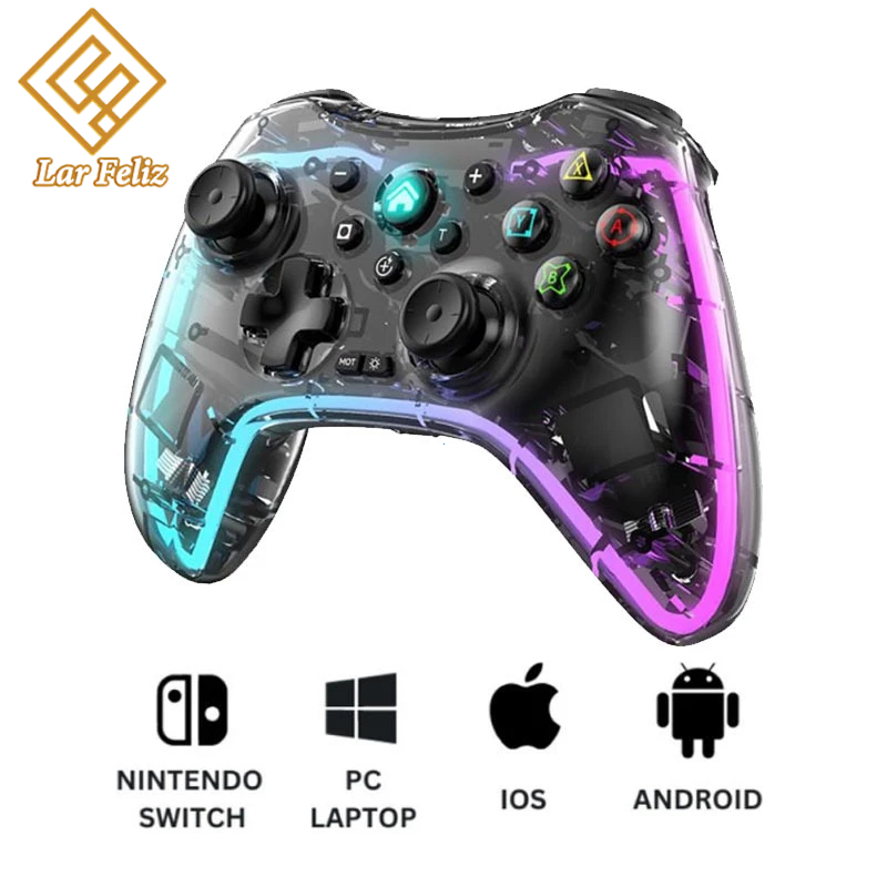 New Transparent Adjustable RGB Glare Lights bluetooth Gamepad Controller For Switch PC Android V3 IOS Wireless Elite Handle