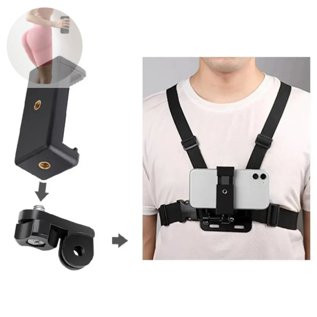 Suporte Cinta Peitoral Com Adaptador Para Celular E Gopro