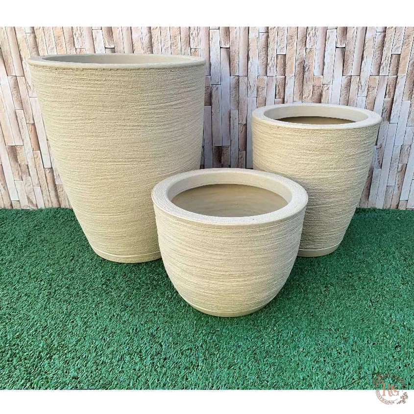 Kit 3 Vasos Polietileno Planta Bojo Coluna N1 + N2 + Bojo Escovado N1 Luxo Casa Decorativo Sala