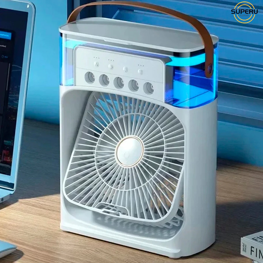 Refrigerador De Ar Ventilador Umidificador Com Led Reservatório De Água Led Tipo C USB