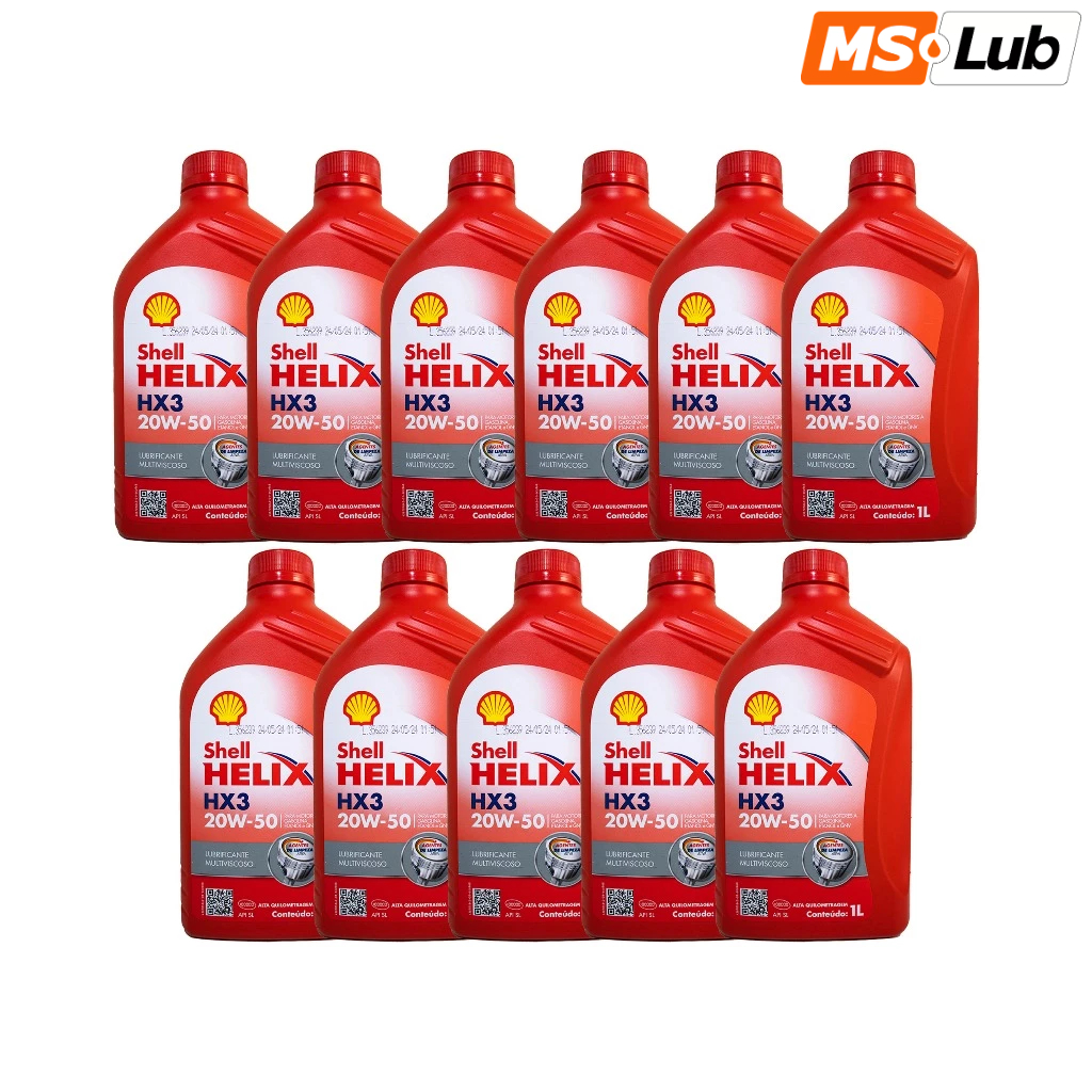Kit 11 Shell 20w50 HX3 Helix Mineral API SL | Shopee Brasil
