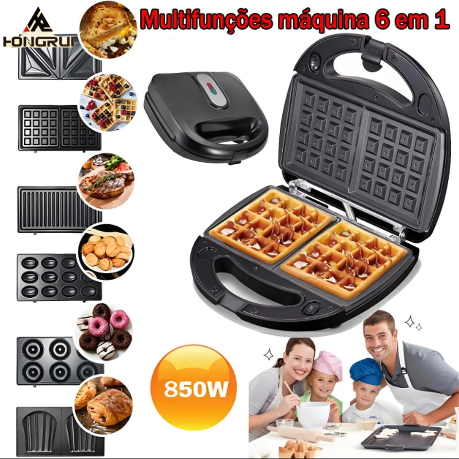 Sanduicheira Elétrica Grill Multifuncional Pronta Entrega 110V Waffle Maker Donut Maker
