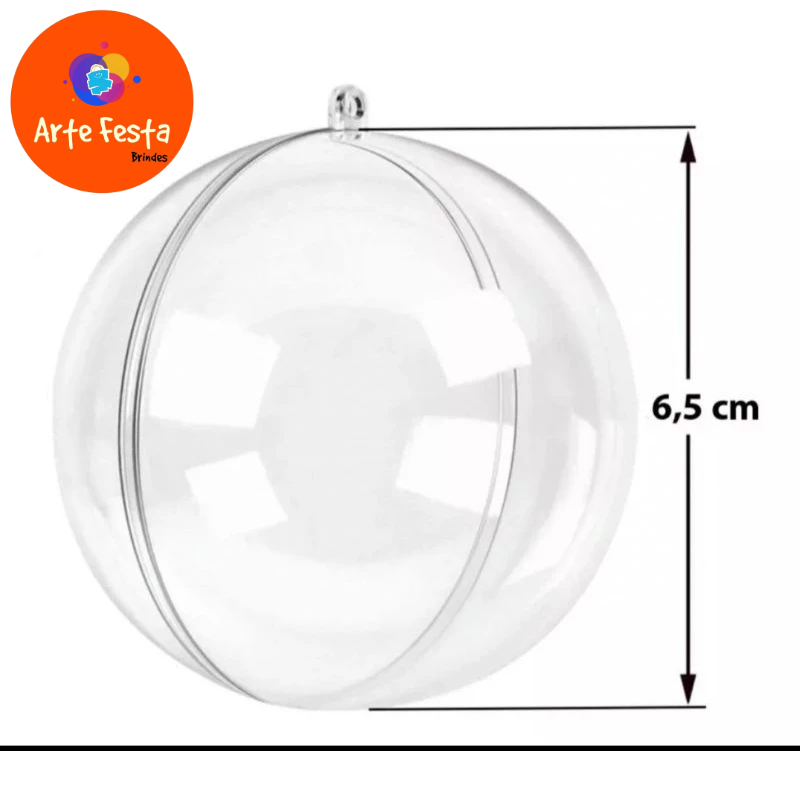 50 Esfera Acrílica / Bolinha de Natal 6.5cm para personalizar.