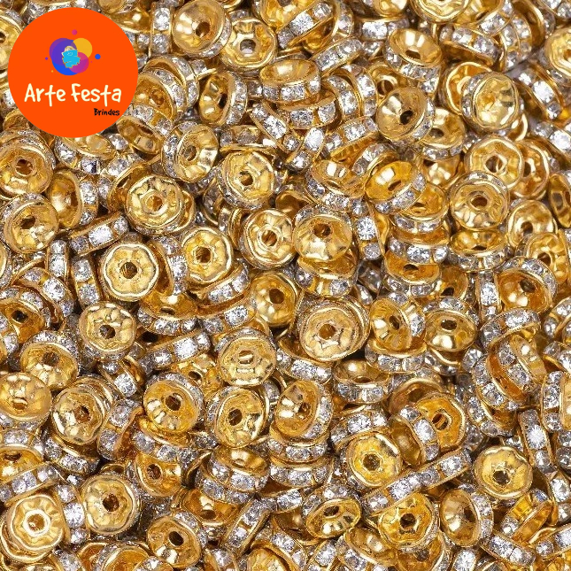 Rondela Rondelle entremeio de Strass 08Mm | Shopee Brasil