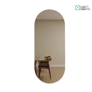 Espelho Oval Lapidado Polido E07 Cássico Grande Moderno Decoração com Suporte