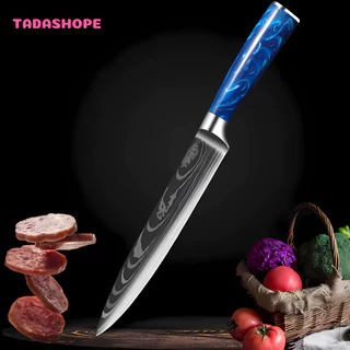 Faca de Cozinha Aço Inoxidável Churrasco 8" Carne Cheff Faca Sushi Sashimi de Salmão 33cm TADASHOPE