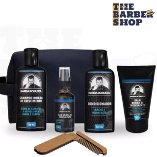 Kit Barba Robusta Shampoo + Cond. + Balm + Óleo + Pente e Necessaire Grátis