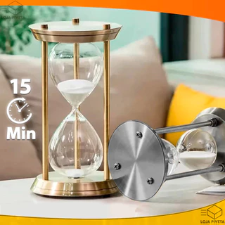 Ampulheta Decorativa De Vidro E Ferro Com Areia 15 Minutos OFERTA