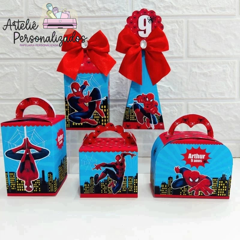 Pegue E Monte - Kit Festa Homem Aranha - Caixinhas Personalizadas 