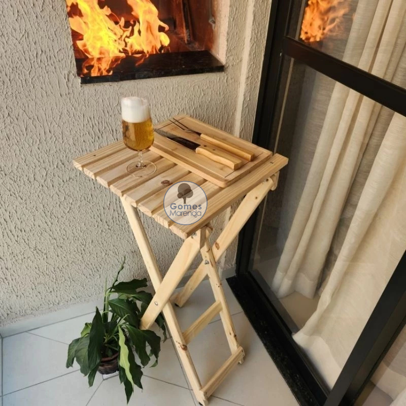 Mesa Apoio Dobrável Em Madeira De Pinus