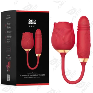 Sugador de Clitóris Duplo em Formato de Flor Rosa com Sugador e Vibrador Ponto G Aveludado