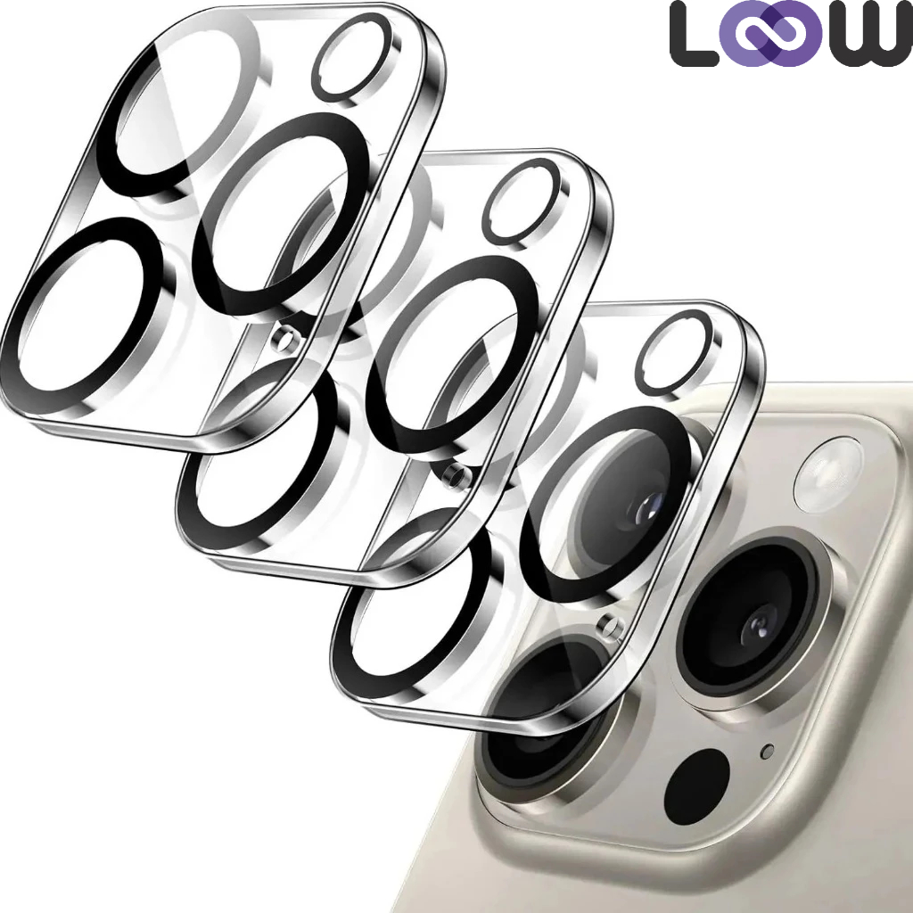 Película Lentes Câmeras Para iPhone 16, 16 Plus, 16 Pro, 16 Pro Max Proteção Total Vidro Temperado Transparente