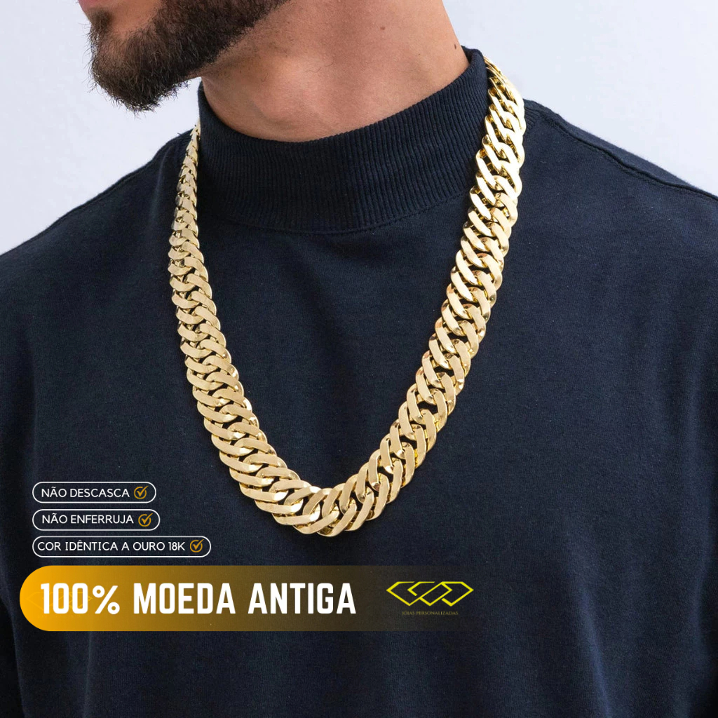 Corrente/cordão laminada dupla 23mm de moeda antiga