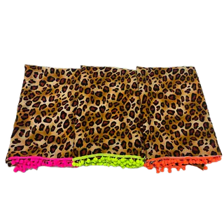 Canga de Praia Animal Print Oncinha com Pompom Verão 2025