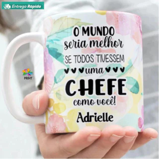 Caneca Porcelana para CHEFE personalizada com nome - Est 23 Cargos e profissões ZLprint