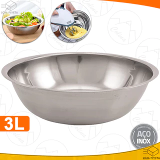 Tigela De Aço Inox Saladeira Bowl Profissional De Cozinha Restaurante 3 Litros OFERTA