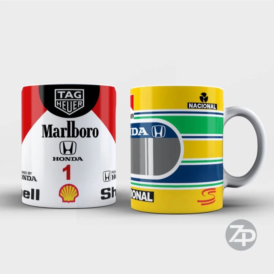 Kit 2 Canecas Ayrton Senna Capacete e Carros Mega Promoção