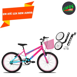 Bicicleta Com Rodinha e Cesta Feminina Infantil Aro 20 KOG em Oferta na Shopee