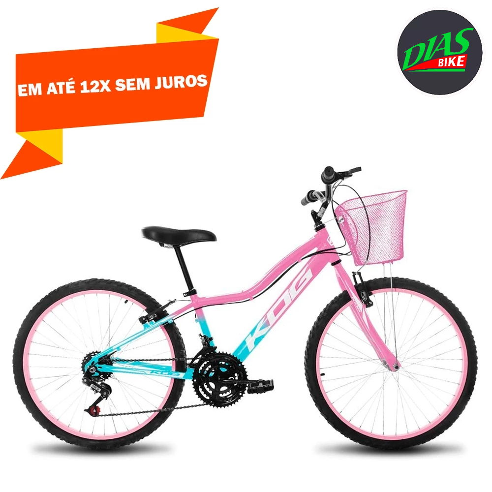 Bicicleta Infantil Aro 24 Alumínio KOG Feminina 18v Shimano