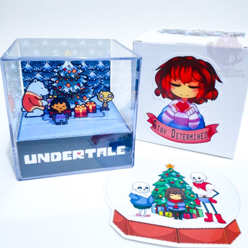 Diorama Undertale Natal - Cubo de Acrílico 9x9x9cm