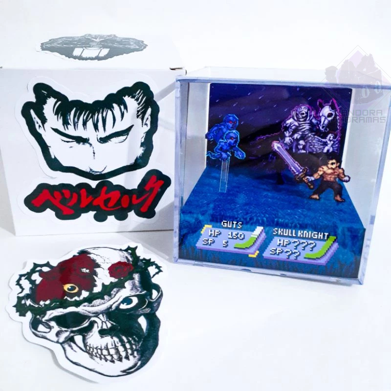 Diorama Berserk Guts Skull Knight Cubo de Acrílico 9X9X9Cm