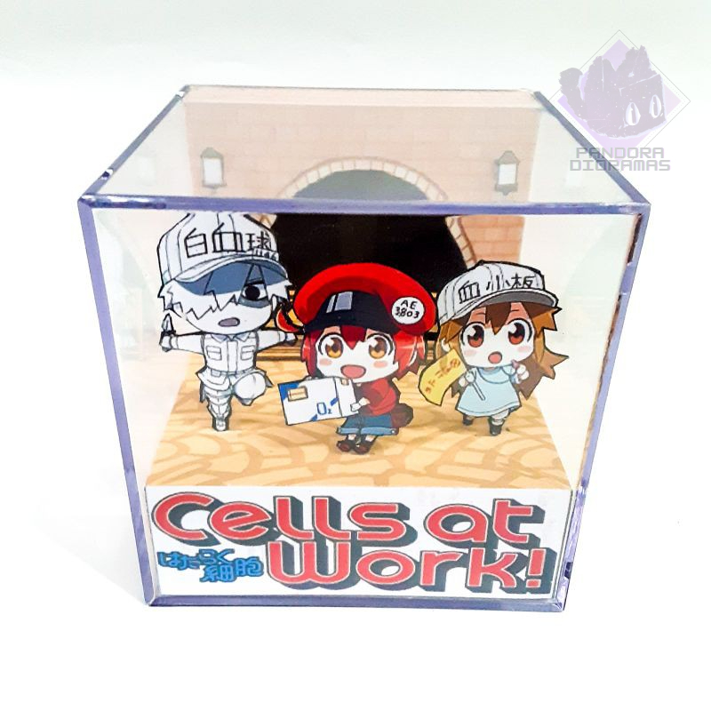 Cubo Diorama 3D - Cells at Work! - Hataraku Saibou - Cubo de Acrílico 9x9x9cm
