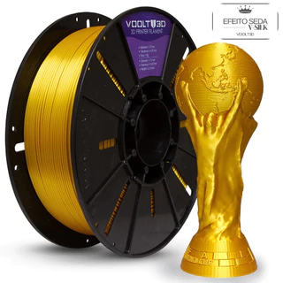 Filamento PLA Dourado V-Silk Voolt3D 1Kg 1,75mm Efeito Seda Para Impressora 3D FDM