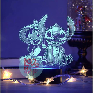 Luminária LED 7 cores RGB Lilo Stitch Ohana - Decoração, Iluminação, abajur, Quarto criança